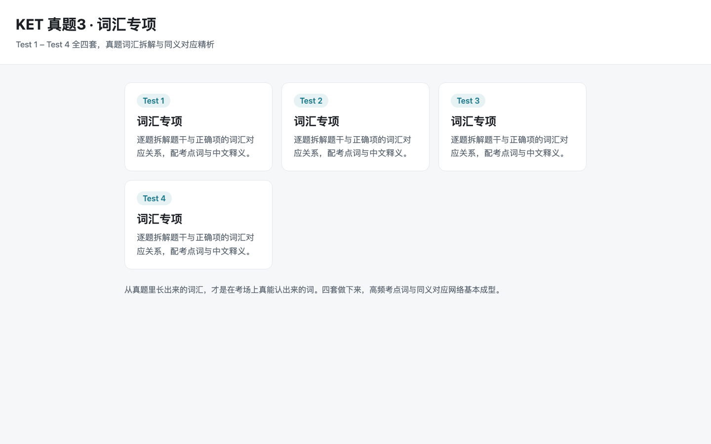 KET 真题3 词汇专项